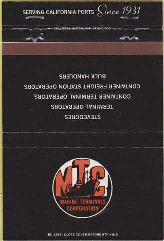 Matchbook Cover - Marine Terminals Corp San Francisco CA shipping 40 Strike