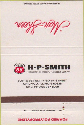 Matchbook Cover - HP Smith Phillips 66 oil gas Chicago IL 40 Strike