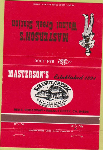 Matchbook Cover - Masterson's Walnut Creek CA 40 Strike