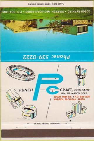 Matchbook Cover - Punch Craft Warren MI 40 Strike