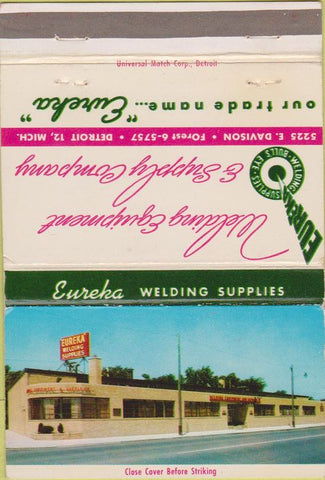 Matchbook Cover - Welding Equipment Detroit MI 40 Strike