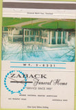 Matchbook Cover - Zaback Funeral Home Ashtabula OH 40 Strike