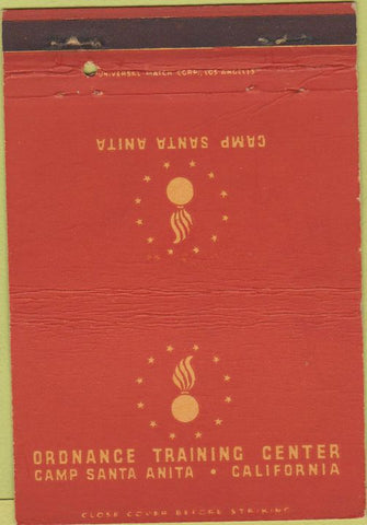 Matchbook Cover - Ordnance Training Camp Santa Anita CA postcard 40 Strike