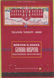 Matchbook Cover - Newton Baker Hospital Martinsburg WV WEAR postcard 40 Strike