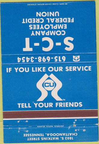 Matchbook Cover - SCT Employees Credit Union Chattanooga TN 40 Strike