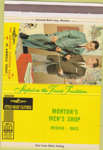 Matchbook Cover - Style Mart Men's Clothes Media ON Morton's 40 Strike