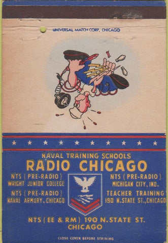 Matchbook Cover - Navy Radio School Chiacgo IL 40 Strike