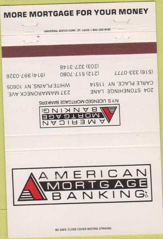 Matchbook Cover - American Mortage Banking White Plains Carle Place NY 40 Strike
