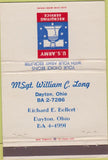 Matchbook Cover - US Army Recruiting Dayton OH William Long 40 Strike