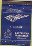 Matchbook Cover - US Army Vancouver WA Barracks Postcard 40 Strike