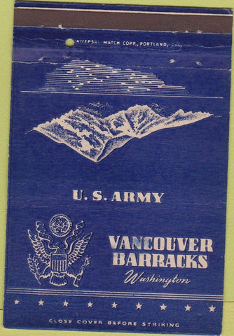 Matchbook Cover - US Army Vancouver WA Barracks Postcard 40 Strike