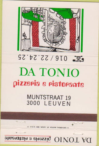 Matchbook Cover - Da Tonio Pizza Leuven Belgium 40 Strike