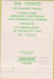 Matchbook Cover - Da Tonio Pizza Leuven Belgium 40 Strike