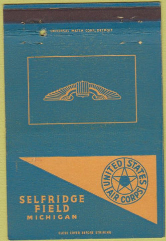 Matchbook Cover - US Air Corps Selfridge Field MI postcard red box 40 Strike