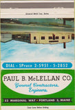 Matchbook Cover - Paul McLellan Co Contractors Portland ME 40 Strike