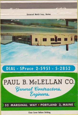Matchbook Cover - Paul McLellan Co Contractors Portland ME 40 Strike