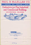 Matchbook Cover - Paul McLellan Co Contractors Portland ME 40 Strike