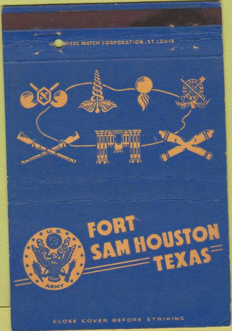 Matchbook Cover - Sam Houston TX military postcard 40 Strike