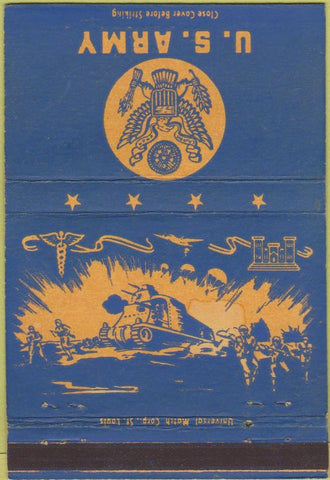 Matchbook Cover - US Army military postcard 40 Strike