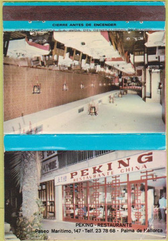 Matchbook Cover - Peking Restaurant Palma de Mallorca Madrid WEAR 40 Strike