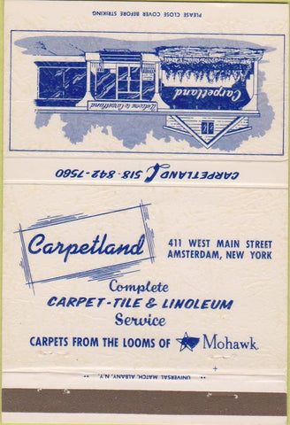 Matchbook Cover - Carpetland Carpet Tile Amsterdam NY 40 Strike