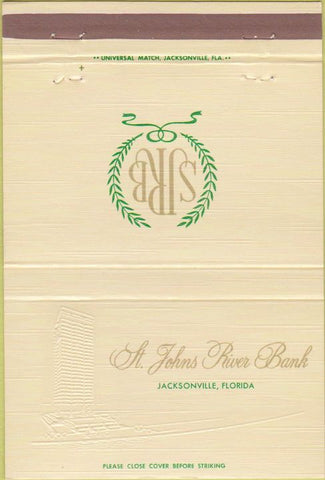 Matchbook Cover - St Johns River Bank Jacksonville FL 40 Strike