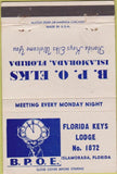 Matchbook Cover - Elks Lodge Islamorada FL WEAR CREASE 40 Strike