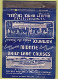 Matchbook Cover - SS Roosevelt Cruies Chicago IL POOR 40 Strike