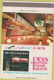 Matchbook Cover - Penn Center Prime Meats Philadelphia PA 40 Strike