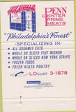 Matchbook Cover - Penn Center Prime Meats Philadelphia PA 40 Strike