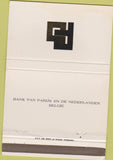 Matchbook Cover - Bank Van Parijs En De Nederlanden Belgie Paribas 40 Strike