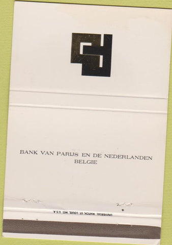 Matchbook Cover - Bank Van Parijs En De Nederlanden Belgie Paribas 40 Strike