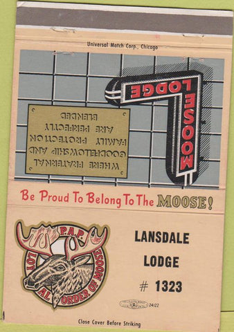 Matchbook Cover - Moose Lodge Lansdale PA 40 Strike