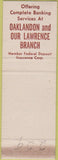 Matchbook Cover - Oaklandon State Bank IN SAMPLE