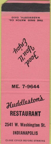 Matchbook Cover - Huddleston's Restaurant Indianapolis IN SAMPLE WEAR