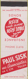 Matchbook Cover - Paul Sisk Insurance Tulsa OK SAMPLE