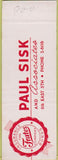 Matchbook Cover - Paul Sisk Insurance Tulsa OK SAMPLE