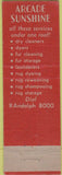 Matchbook Cover - Arcade Sunshine dry cleaning laundry NO TOWN