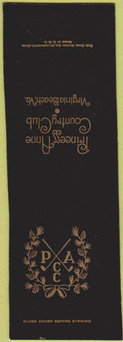 Matchbook Cover - Princess Anne Country Club Virginia Beach VA SAMPLE MISCUT