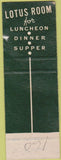 Matchbook Cover - La Salle Hotel Chicago IL Lotus Room SAMPLE