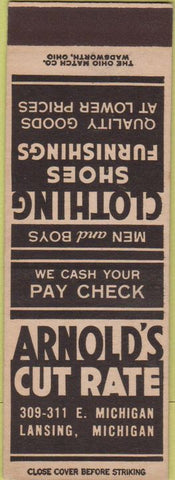 Matchbook Cover - Arnodl's Cut Rate Men's Clothing Lansing MI SAMPLE
