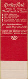 Matchbook Cover - Valley Park Hotel Youngstown OH SAMPLE