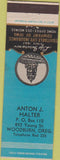 Matchbook Cover - Anton J Halter Insurance Woodburn OH SAMPLE