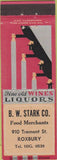 Matchbook Cover - BW Stark Co Grocery Roxbury Boston MA