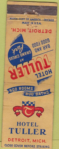 Matchbook Cover - Hotel Tuller Detroit MI WORN