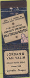 Matchbook Cover - Jordan Van Valin Corvallis OR WORN