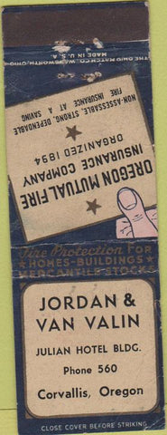 Matchbook Cover - Jordan Van Valin Corvallis OR WORN