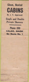 Matchbook Cover - Two Acres Cabins Restaurant Calais ME