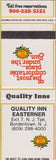 Matchbook Cover - Quality Inn Easterner Bordentown NJ SAMPLE