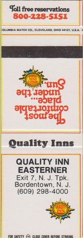 Matchbook Cover - Quality Inn Easterner Bordentown NJ SAMPLE
